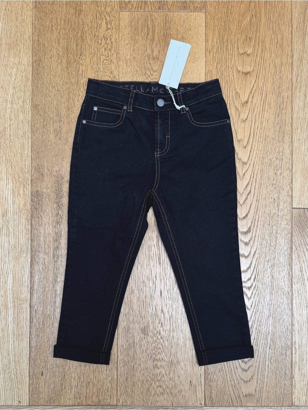 Stella McCartney Kids Black Denim Jeans size 6 adjustable waist